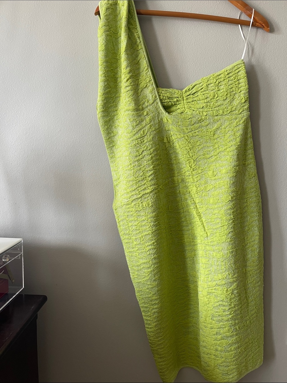 New Missoni One-Shoulder Textured Lime Dress sz 6